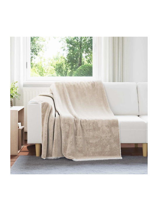 vidaXL Κουβέρτα Fleece Μονή 150x200εκ. Μπεζ