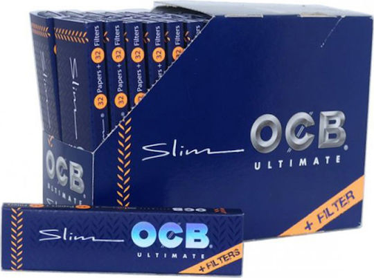 Ocb Ultimate Χαρτάκια Στριφτού Τσιγάρου Slim King Size με Τζιβάνες 32 φύλλα 32τμχ
