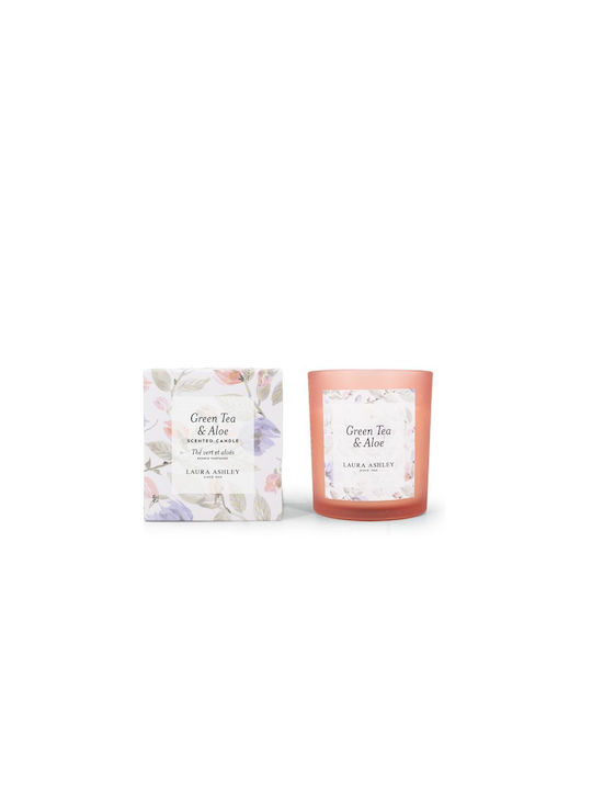 Laura Ashley Aromatisches Soja-Kerze im Gefäß mit Duft Green Tea & Aloe Vera & Moschus 200gr