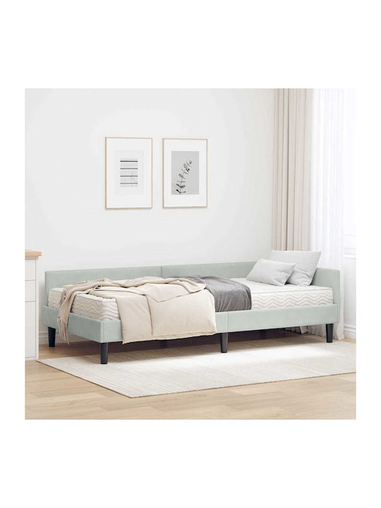 Einzelbett Mit Samt Beigem Grau Mit Lattenrost ...