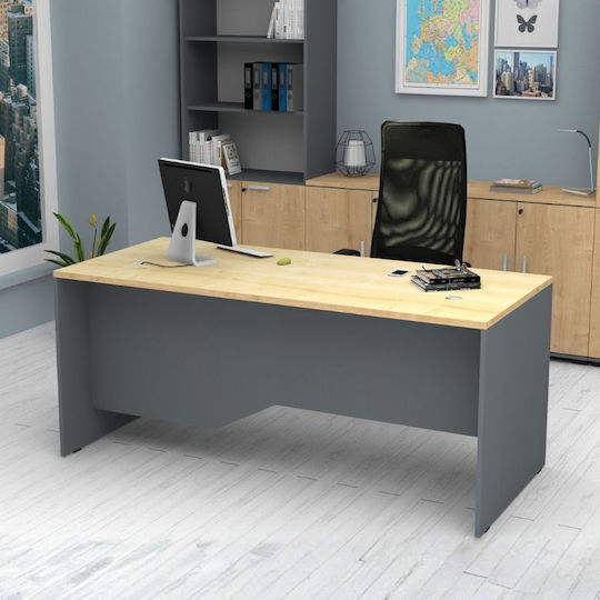 Birou Profesional Venturo cu Bibliotecă 180x80x75 cm Antracit - Fag Natural