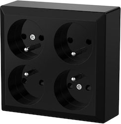Surface-mounted Quadruple Socket Ground Ip20 Gao Black/20467 Surface-mounted Quadruple Socket Ground Ip20 Gao Black/20467