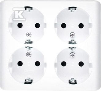 Simon 54 Surface-mounted Schuko Quadruple Power Socket Scandinavian Version Quick-release White Egsz4snz/11