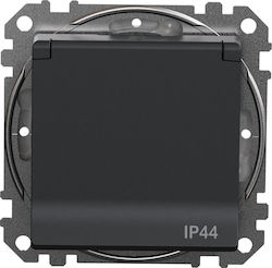 Schneider Electric Sedna Design Elements Schuko Power Socket Prad Tracks Ip44 Black Anthracite Sdd214023