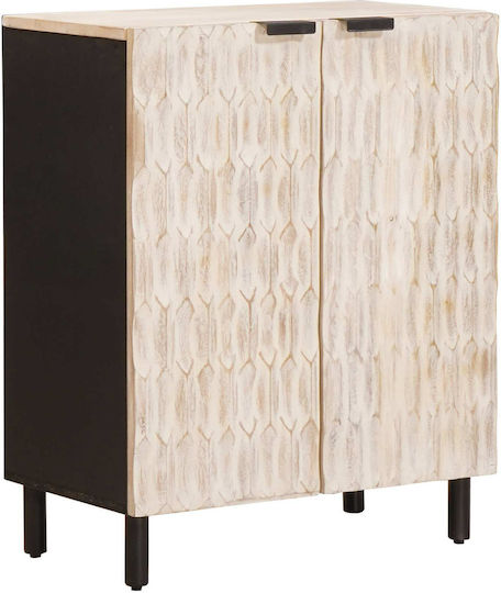 Cabinet de Birou din Lemn Masiv Alb 60x33.5x75cm