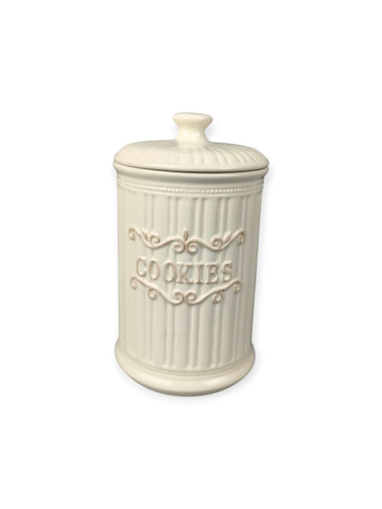 Karvounis White Ceramic Decorated Cookie Jar Lid 23cm Hc1710065-9