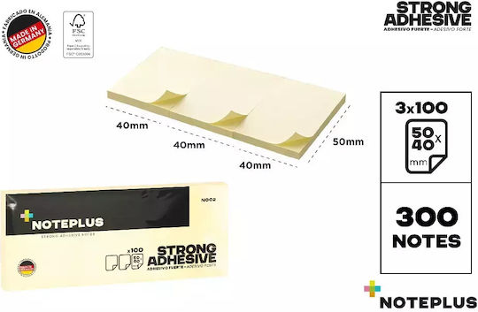 Noteplus Klebezettel Gelbe 40x50mm Paket 3 x 100 Stück N002
