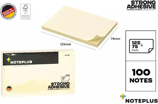 Sticky Memo Pads Strong Adhesive Yellow 76x125mm Noteplus 100 Pieces N005