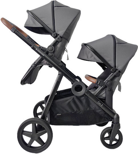 Kikka Boo GO2 Adjustable Double Stroller Suitable for Newborn Black (+i trail)