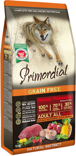 Primordial 12kg Ξηρά Τροφή χωρίς Σιτηρά για Ενήλικους Σκύλους με Βουβάλι, Λαχανικά, Κρέας, Ψάρια και Ρόδι
