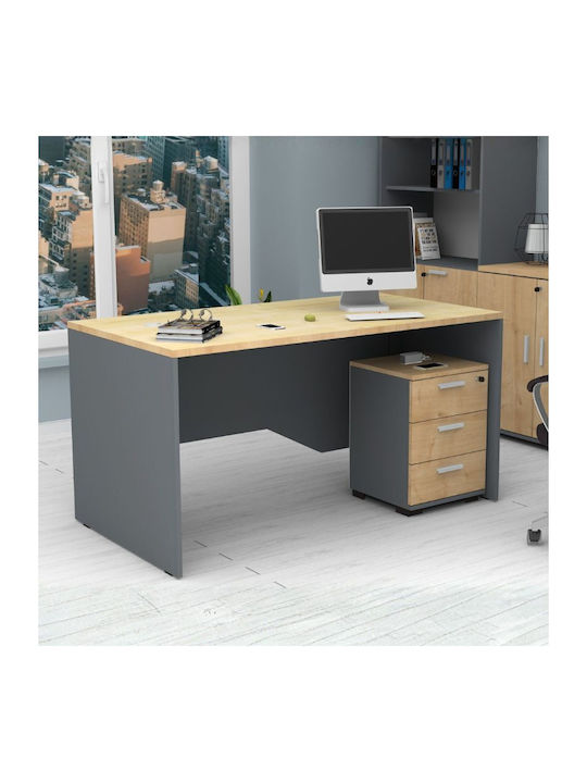 Office Storage Chipboard Drawer Ανθρακί - Φυσικό Οξιάς L39xW40xH57cm