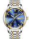 Lige Men's Watch 42mm Battery with Silver Metal Bracelet