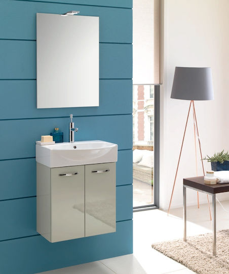 Adriatica Countertop with Sink & Mirror with Light L49xW29.5xH50cm Gloss Grey