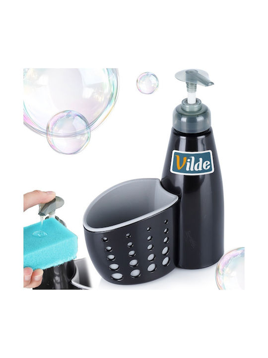 Orion Dispenser Κουζίνας Πλαστικό με Θήκη για Σφουγγάρι Μαύρο 370ml