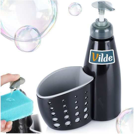 Orion Dispenser Bucătărie Plastic cu Suport pentru Burete Negru 370ml Orion Dispenser Bucătărie Plastic cu Suport pentru Burete Negru 370ml