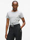 Women's Crop T-shirt Striped Gray