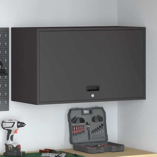 Wall Mounted Living Room Cabinet Made of Black Metal 90x40x53cm