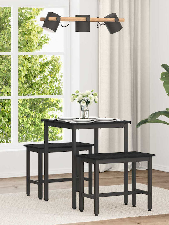 Table Dining Room Wooden with Metal Frame Black...