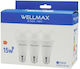 Wellmax LED Bulbs 15W for Socket E27 and Shape A65 Cool White 1521lm 15pcs