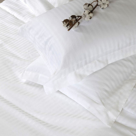 Hotel Bettlaken Stripe Harmony Satin 700481 100% Baumwolle Weiß Halbdoppel 170x270cm 100% Baumwolle