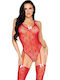 Leg Avenue 89360 Open Back Bodysuit Garter Belt Red One Size