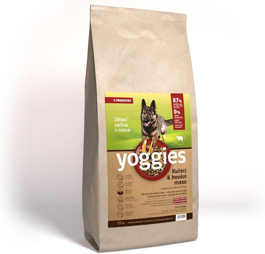Dry Dog Food Chicken Beef & Probiotics Cold Pressed Yoggies Normal 15 Kg