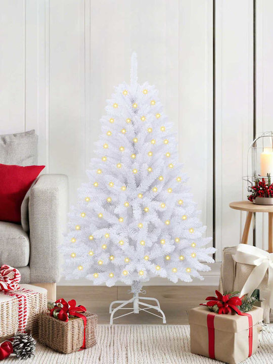 Weihnachtsbaum Künstlicher 120cm mit LED-Beleuchtung Weiß