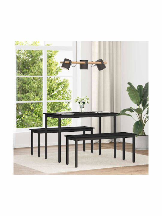 Table Dining Room Wooden with Metal Frame Black...