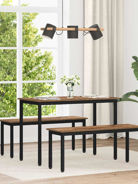 Table Dining Room Wooden with Metal Frame Black...