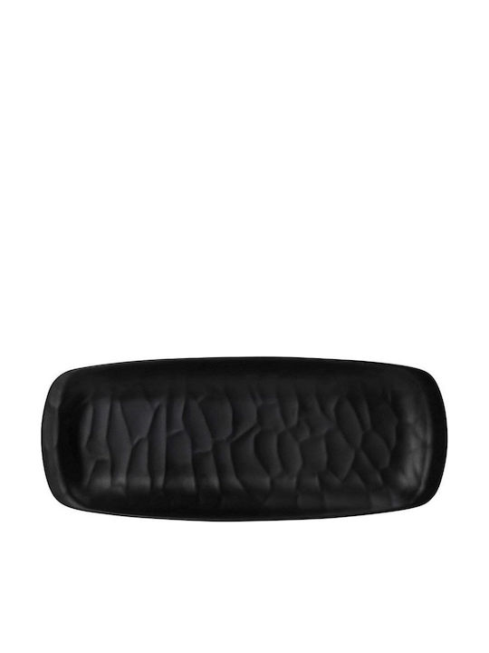 Espiel Wavy Plate Desert Rectangular made of Melamine Matte Black 21x8.5cm