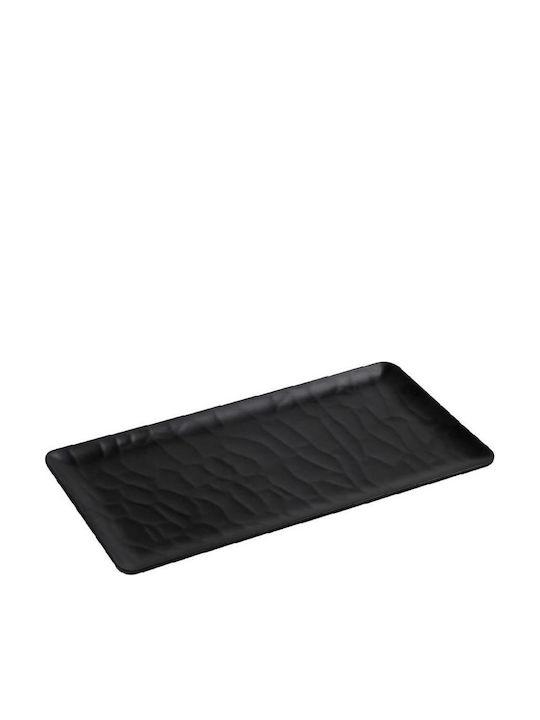 Espiel Wavy Matte Plate Shallow Rectangular made of Melamine Black 32.5x17.6cm