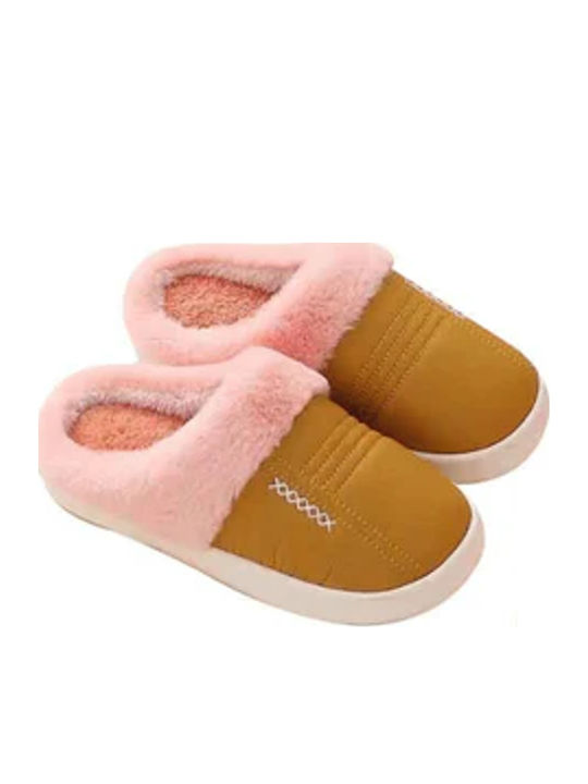 Winter Women's Slippers with Fur Beige