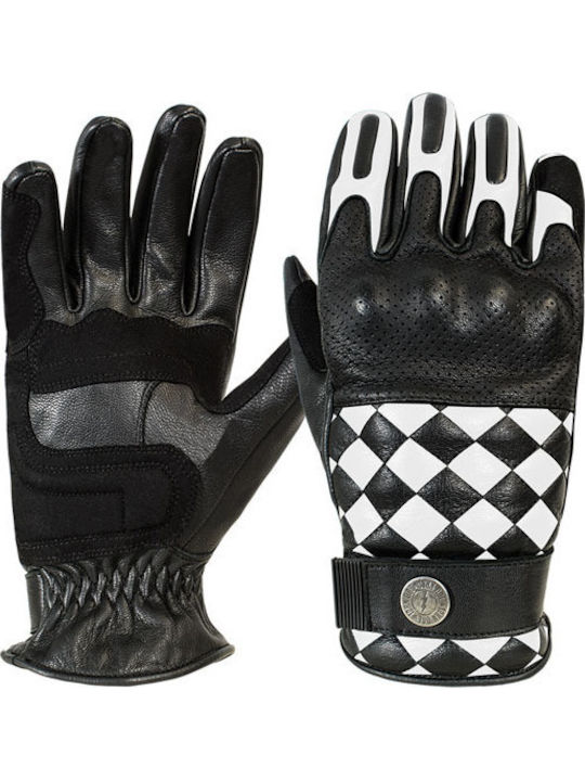 John Doe Tracker Race Sommer Herren Motorradhandschuhe Leder Black/White