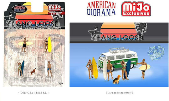 Set Figurine Hang Loose Beach Surf 1:64 American Diorama