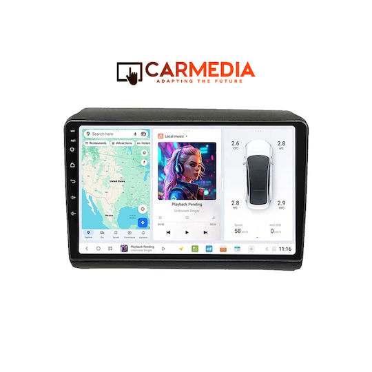 Carmedia Ηχοσύστημα Αυτοκινήτου για Peugeot Boxer Fiat Ducato Citroen Jumper 2006-2011 (Bluetooth/USB/WiFi/GPS/Apple-Carplay/Android-Auto) με Οθόνη Αφής 9"