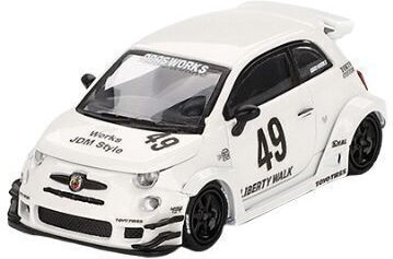 Machetă Mașină Fiat 595 Abarth Lb-Works X Abas Works Gara Alb 2024 Scara 1:64 Mini GT MGT00809-L