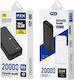 PZX V03 Power Bank 20000mAh 22.5W με 2 Θύρες USB-A Μαύρο