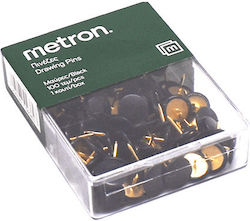 Metron Πινεζες 100 Τεμαχια Κουτι Πλαστικο Μαυρο 10 Κουτια
