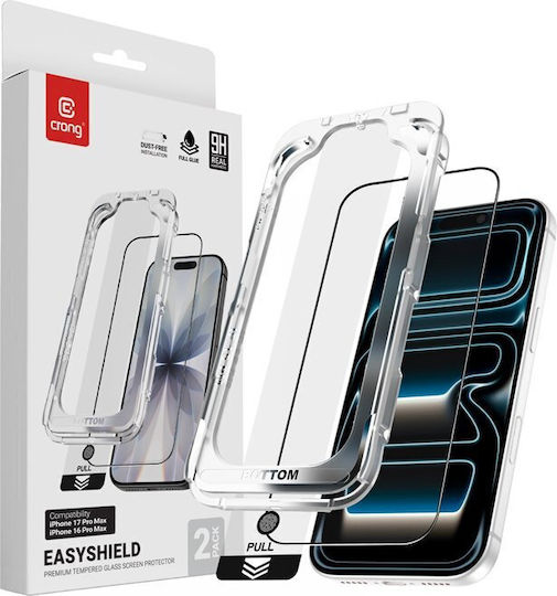 Crong Tempered Glass 2τμχ Μαύρο (iPhone 17 Pro Max / iPhone 16 Pro Max)