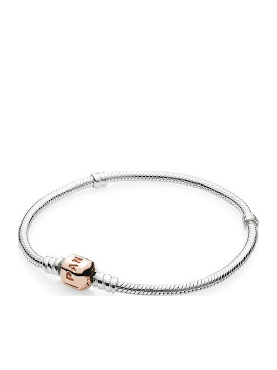 Genuine Pandora Bracelet 17cm Snake Chain Silver 925 Clasp 14k Rose Gold Plating