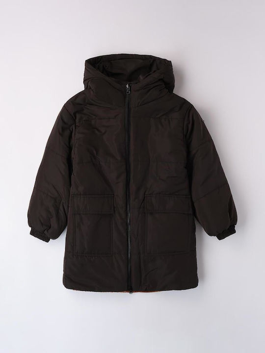 Kids' Fur Double Sided with Hood Black