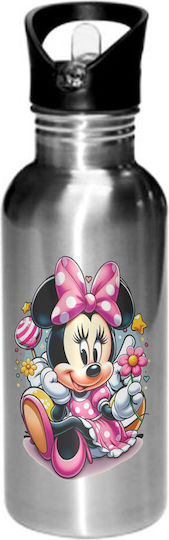 Παγούρι Minnie Mouse 600ml Ασημί