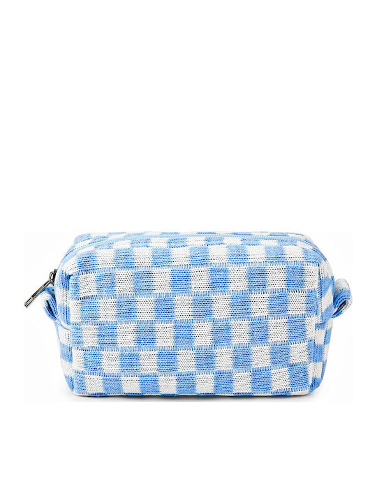 Neseser Casetina Cosmetice Tricotat Carou Alb Bleu Brims Trims Neseser Casetina Cosmetice Tricotat Carou Alb Bleu Brims Trims