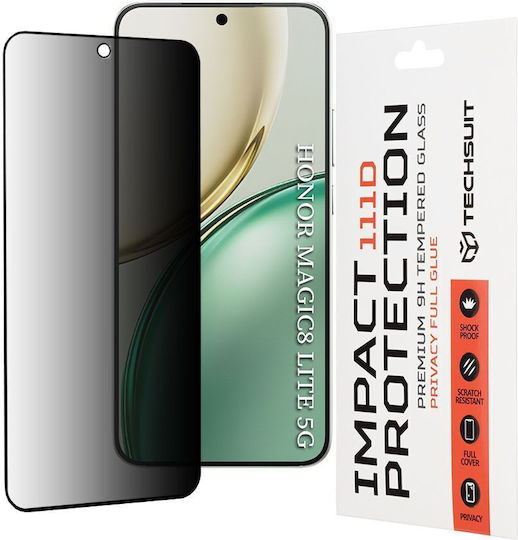 Techsuit Vollkleber Privatsphäre Vollflächig gehärtetes Glas Schwarz (Honor Magic8 Lite)