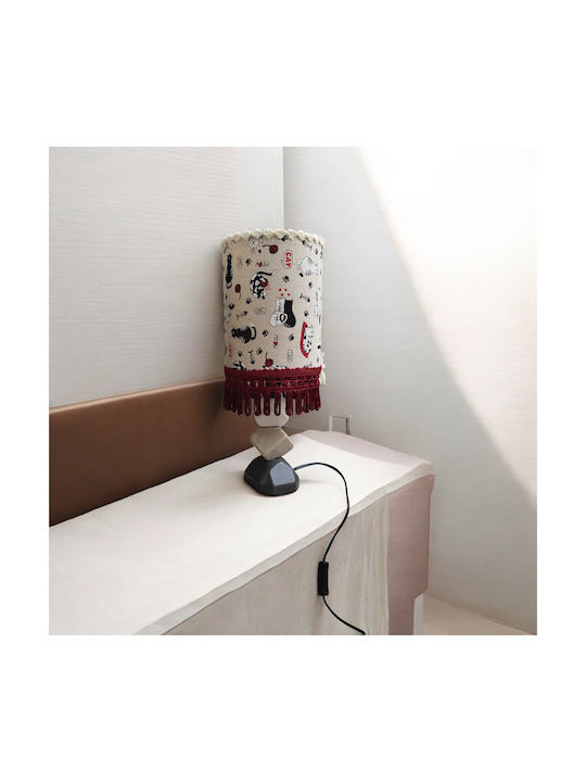 Oxygen Ruby Red Cats Table Lamp for Bedside E27 with Red Shade and Base
