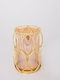 Set of Candle Holders Glass in Gold Color 13.5x20cm 2pcs