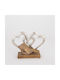 Decorative Hearts & Wooden Bird Wood-Metal Silver Natural 23x5x17cm Pack 3 Pieces