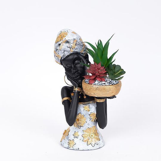 Decorative Sculpture Woman Potted Plant Flower 20x13x27cm Pack Of 2 Pieces