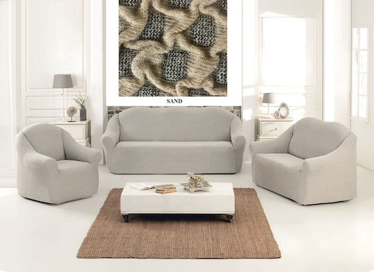 Beauty Home Σετ Ελαστικά Καλύμματα Σαλονιού Sand 3τμχ