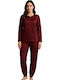 Caress Set Pijamale pentru Femei Bordeaux